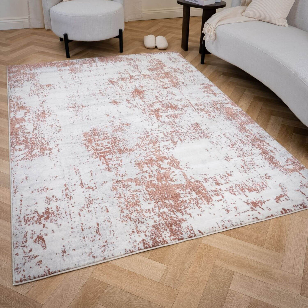 Elaris rose abstract rug, jute backing, hardwearing, polypropylene material | The Rugs
