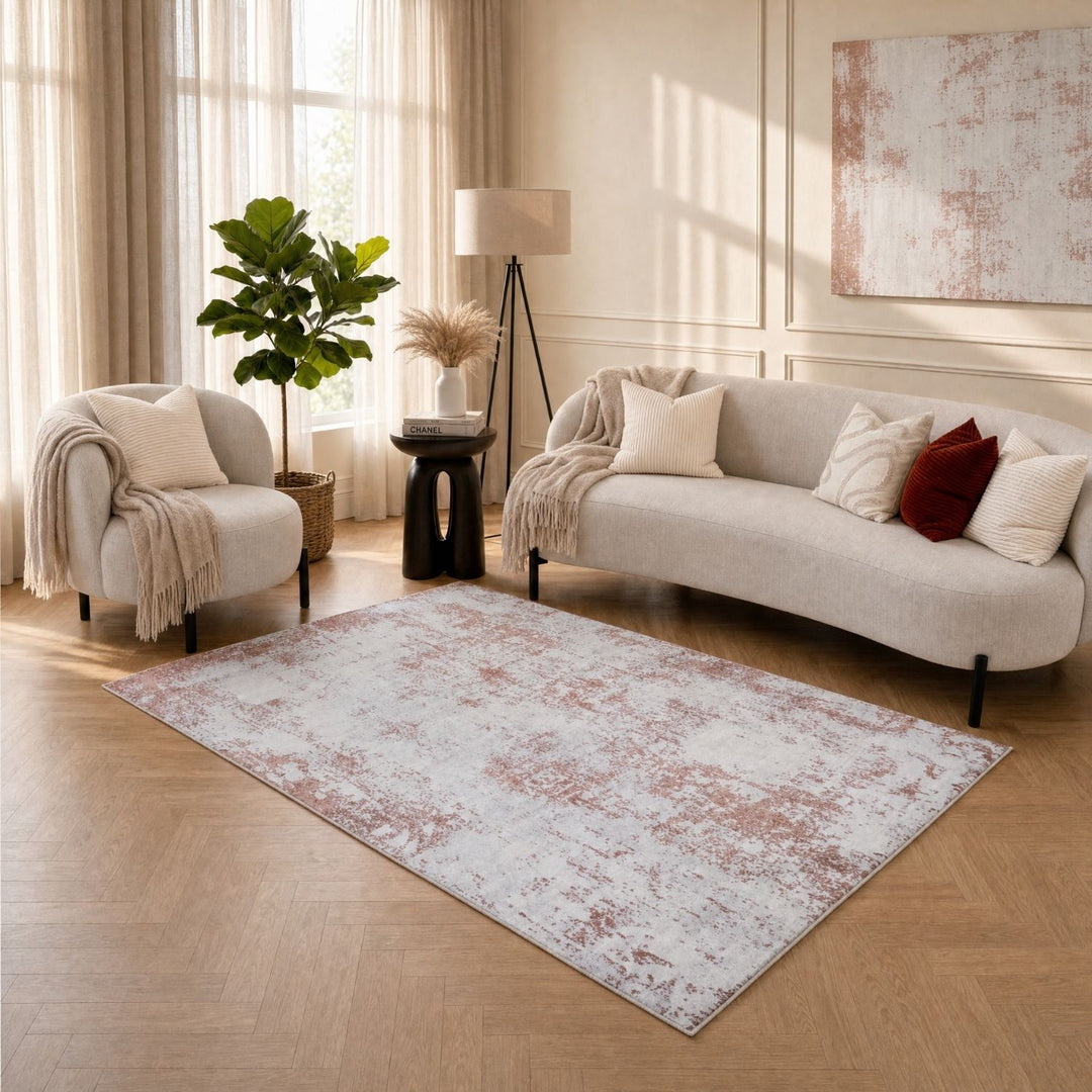 Elaris rose abstract rug, jute backing, hardwearing, polypropylene material | The Rugs