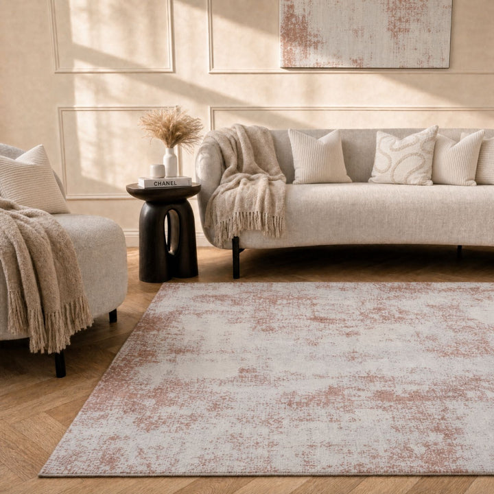 Elaris rose abstract rug, jute backing, hardwearing, polypropylene material | The Rugs