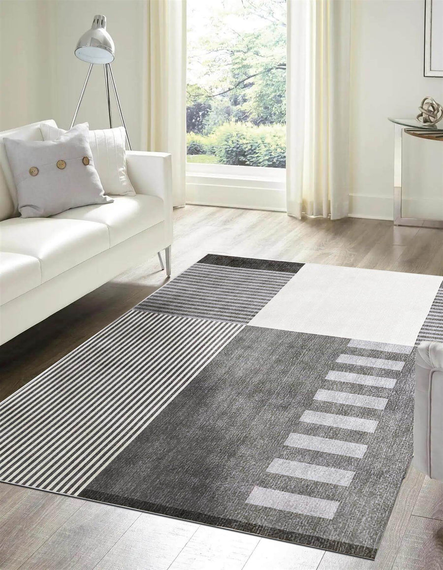 Tokyo Geo Blocks Grey Rug