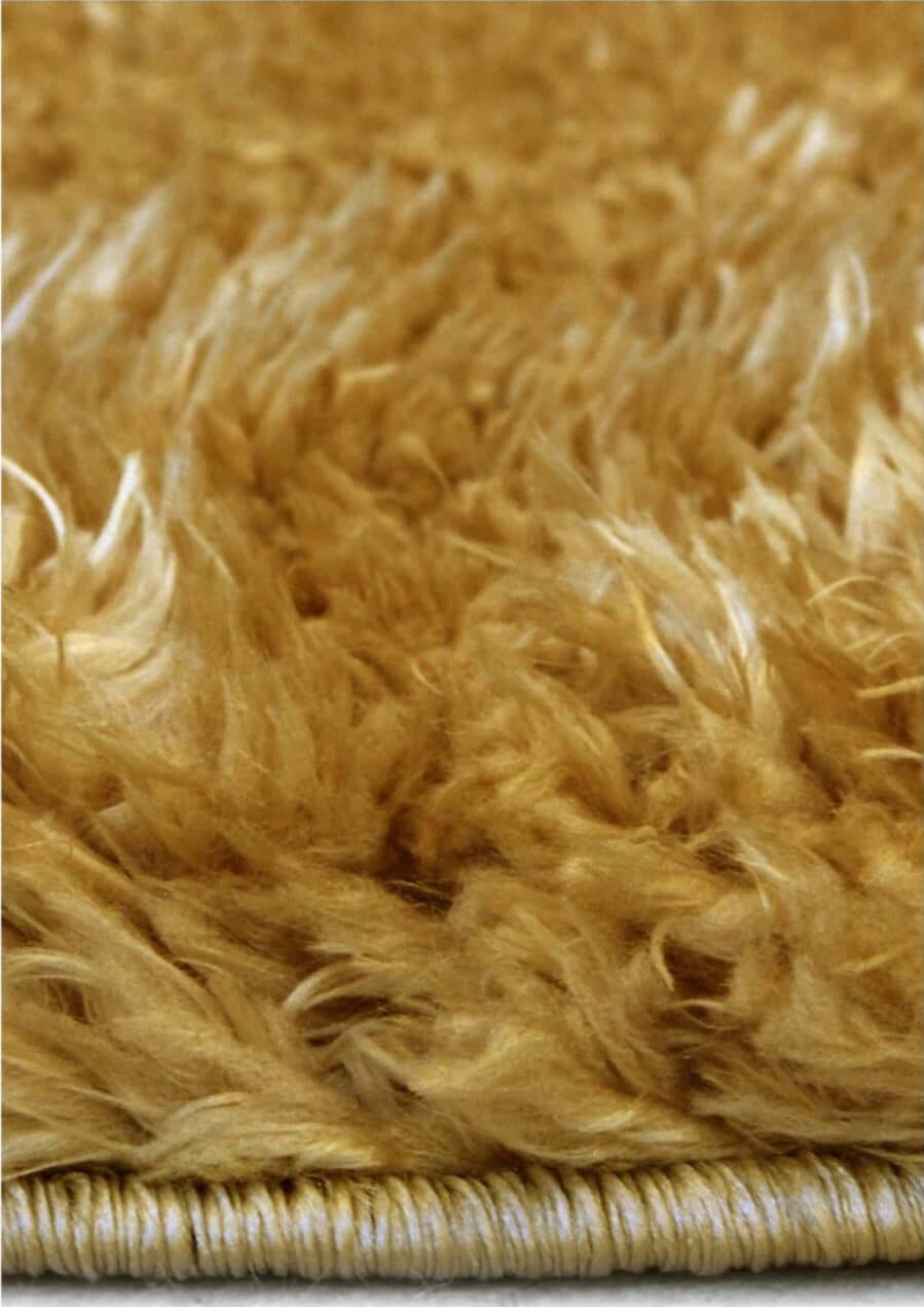 Solid Design Shaggy Rugs for Living Room in Ochre – The Rugs