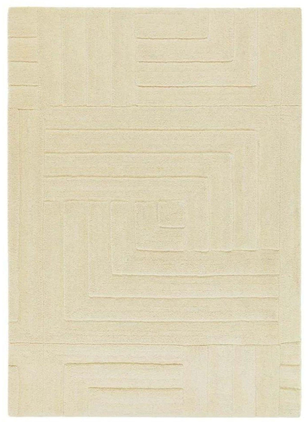 Maze Cream Geometric Wool Rug