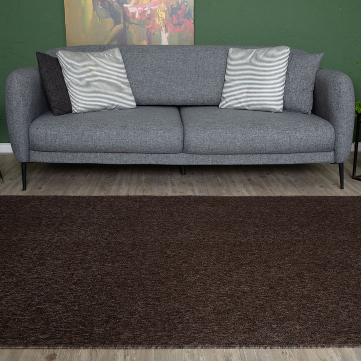 Flex Collection Low Pile Rugs Solid  Design in Brown | 1000B