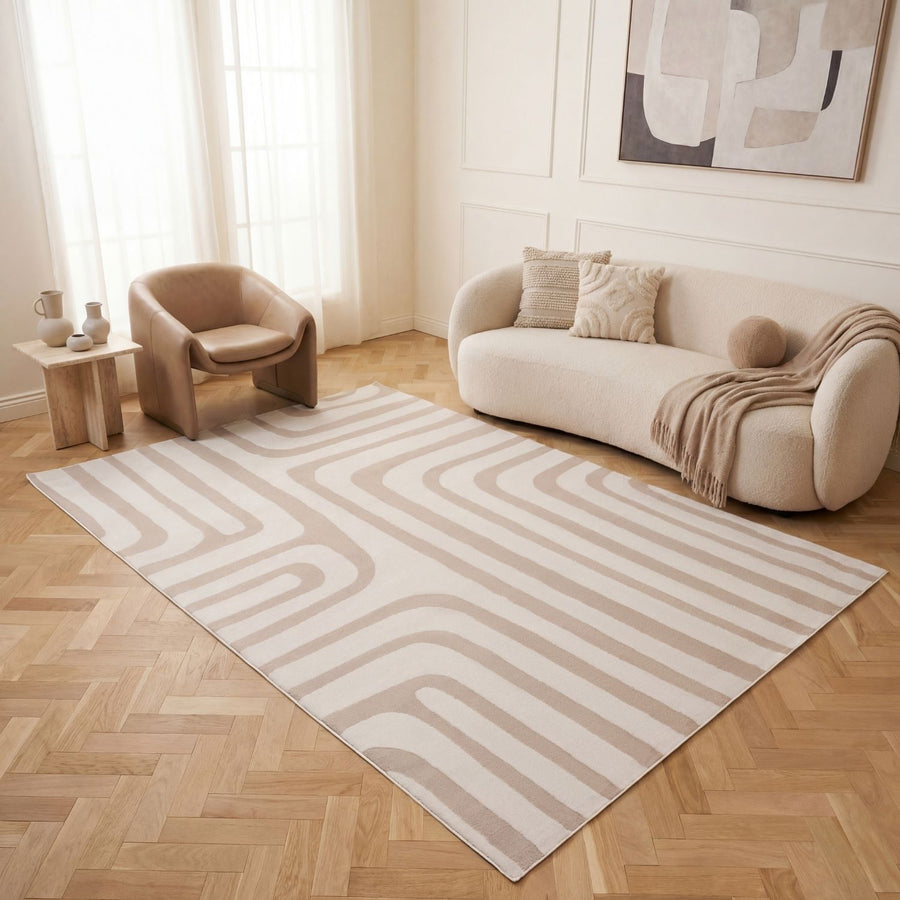 The Rugs Loft Geometric Beige Rug - Quality & Stylish