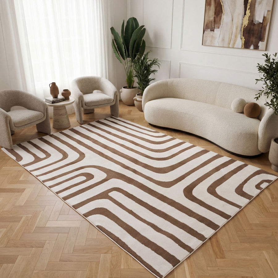 The Rugs Loft Geometric Brown Rug - Quality Comfort Style