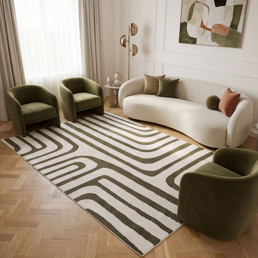 The Rugs Loft Geometric Green Rug - Quality Comfort Style