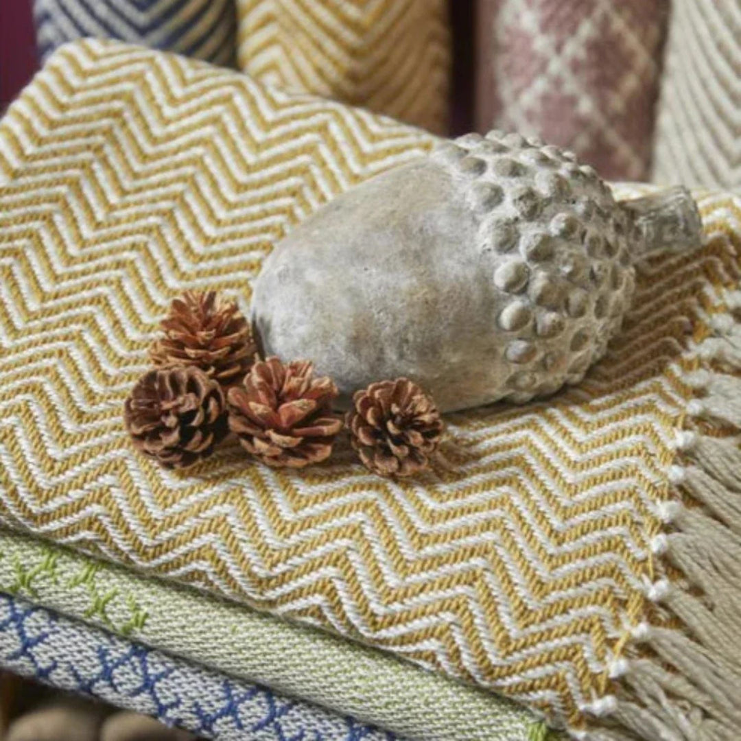 Herringbone Design Woven Throw | Sustainable | The Rugs
