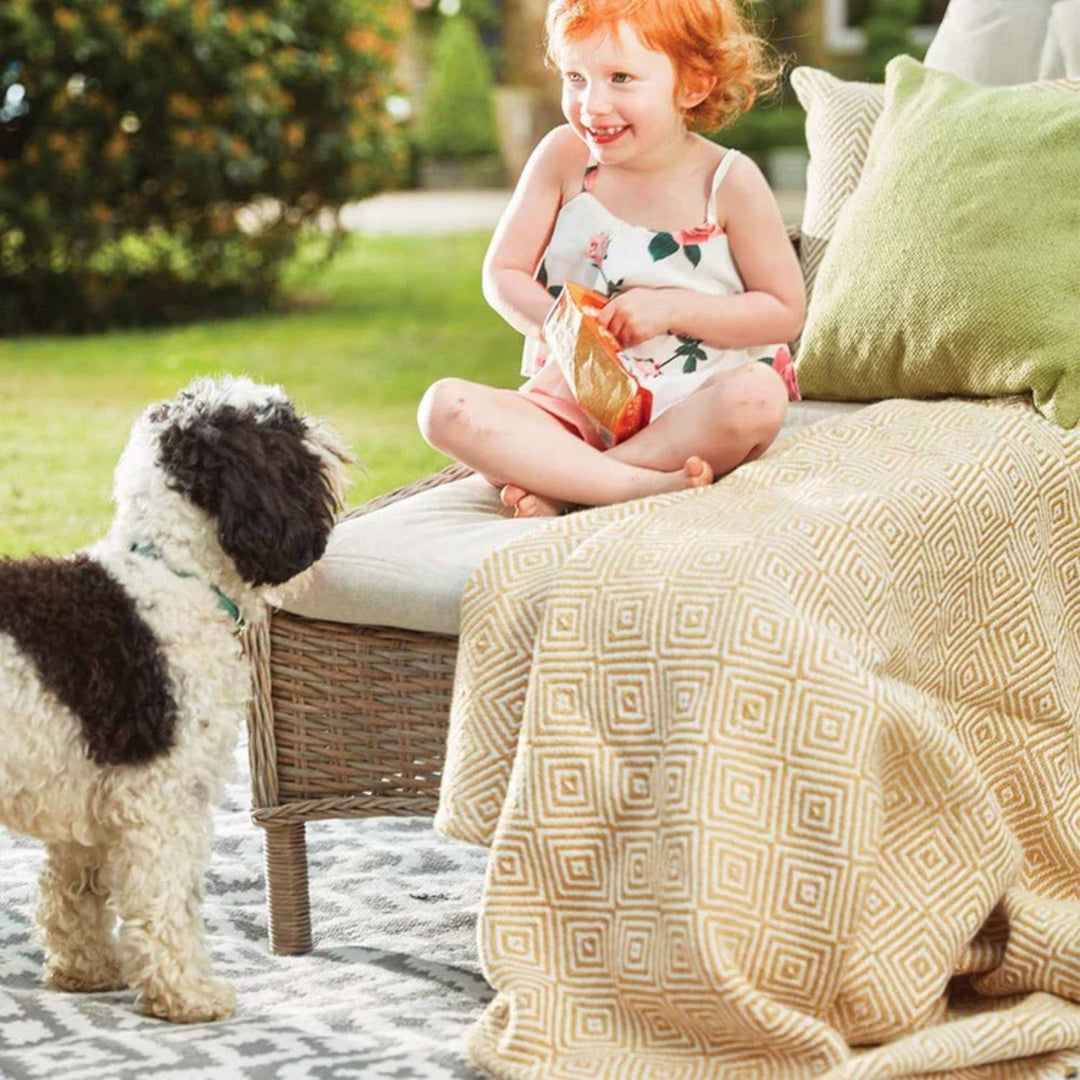 Diamond Design Woven Throw | Luxurious Wool Rug | The Rugs