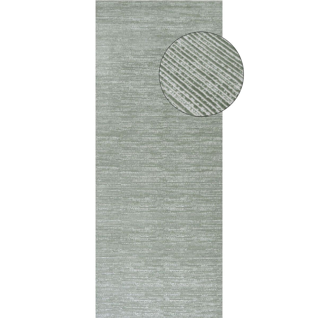 Carmel Green Cream Striped Rug | 6020