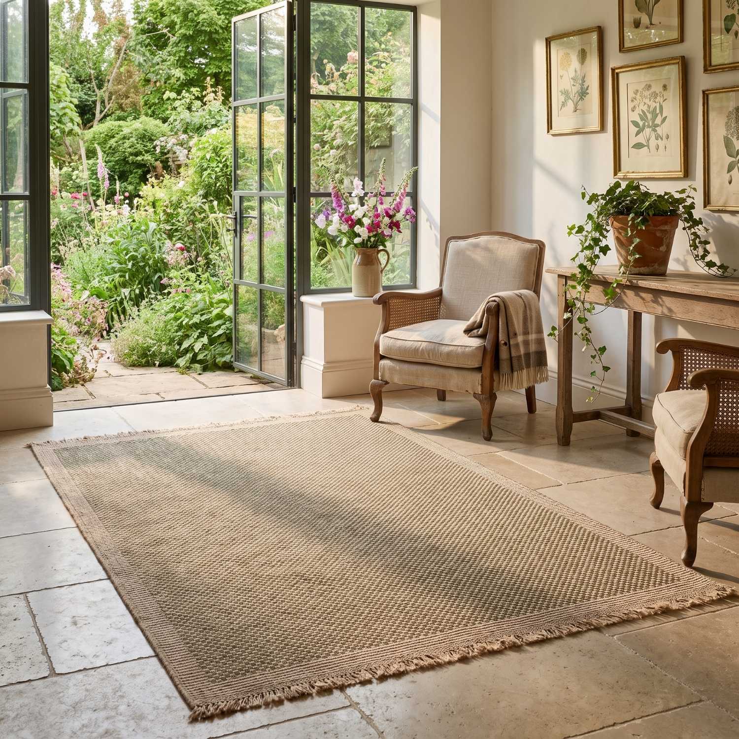 Nature Outdoor Green Rug UV-protected, easy to clean, jute-look designs and soft.