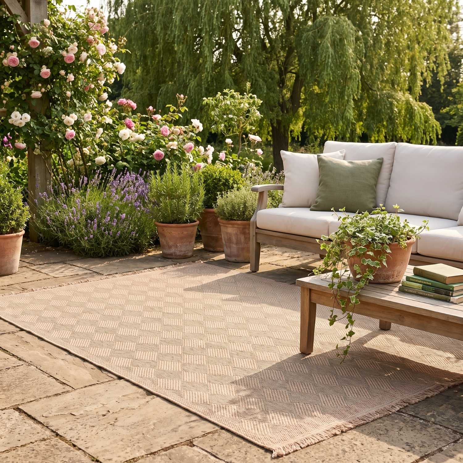 Nature Outdoor Rug Green Jute-Looking, Weather-Resistant, Easy To Clean