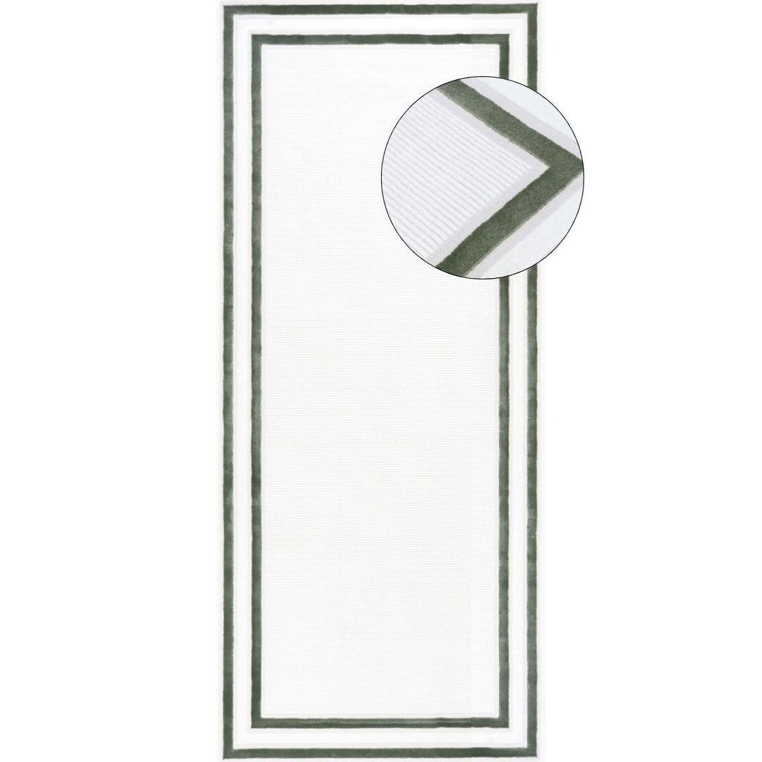 Carmel Green Cream Bordered Rug | 6060