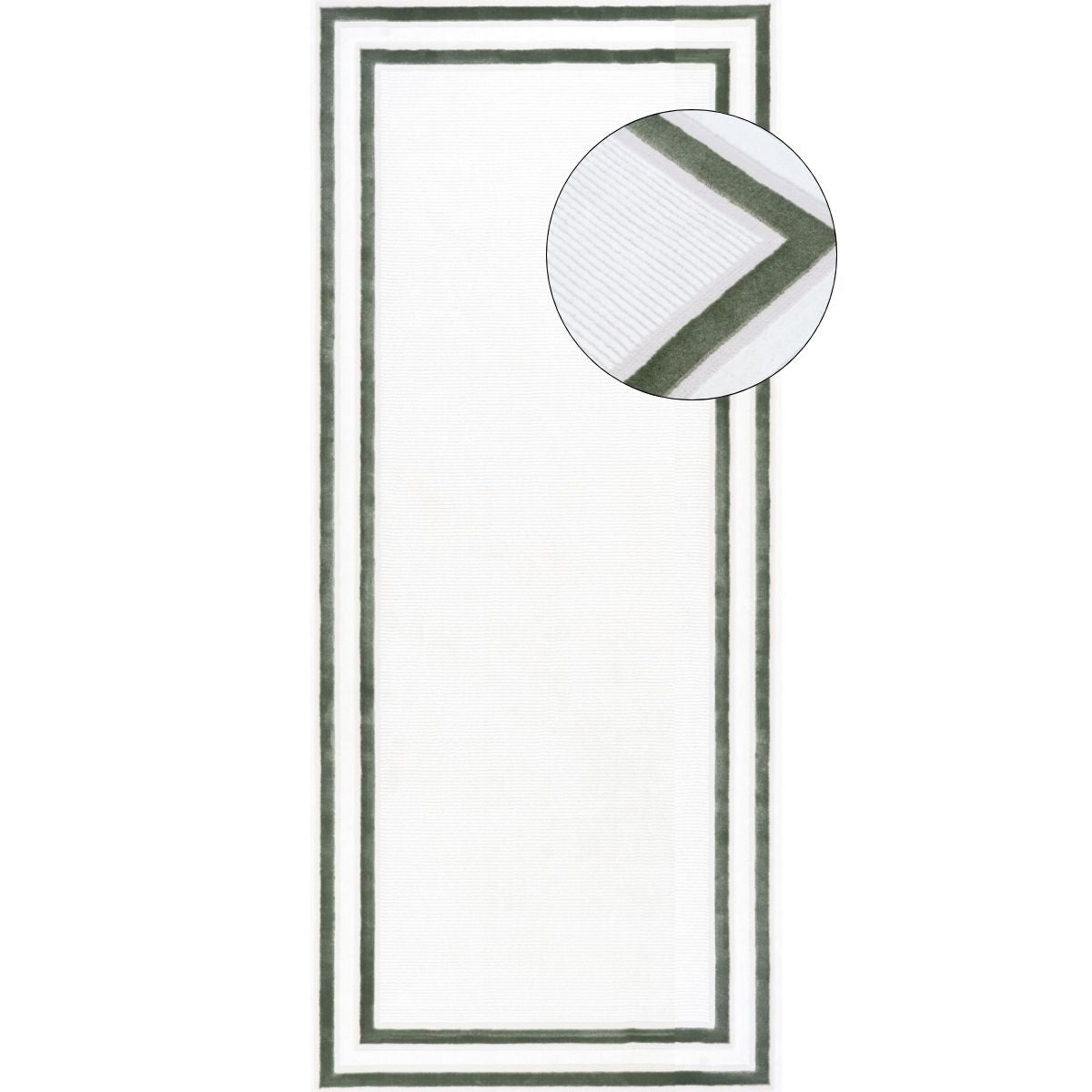 Carmel Green Cream Bordered Rug | 6060