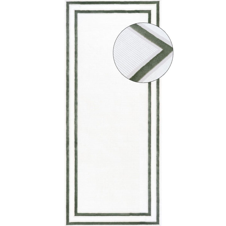 Carmel Green Cream Bordered Rug | 6060