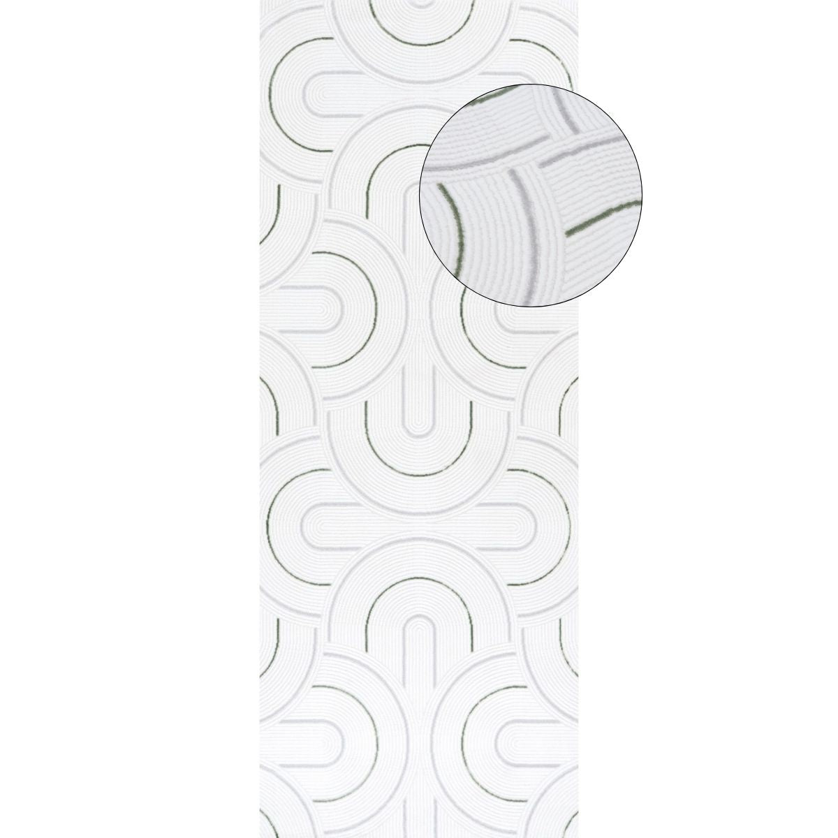 Carmel White-Green Geometric Rug | 6070