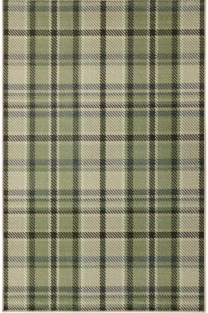 Eco-Washable Green Plaid Rug