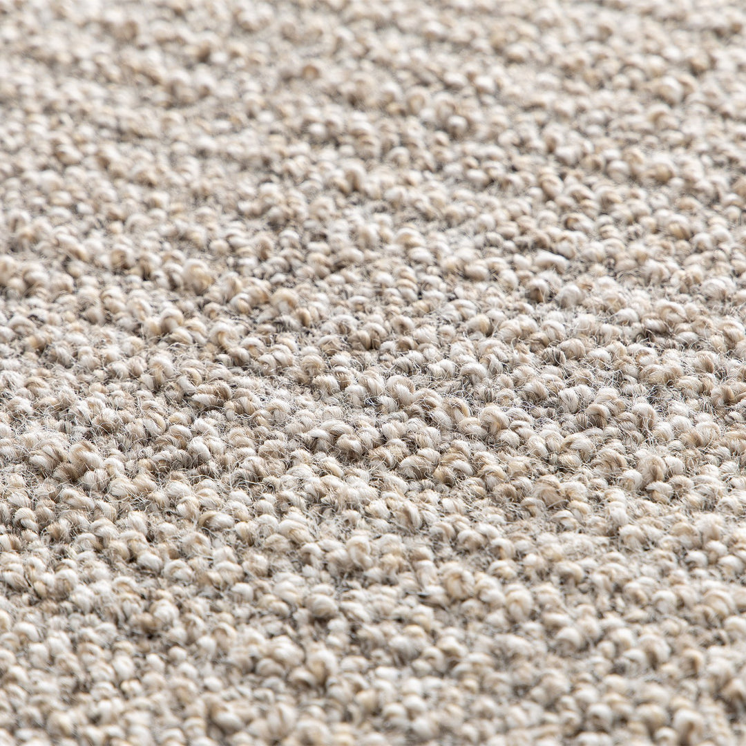 Dune Boucle greige textured rug, close-up of the 10mm pile | The Rugs