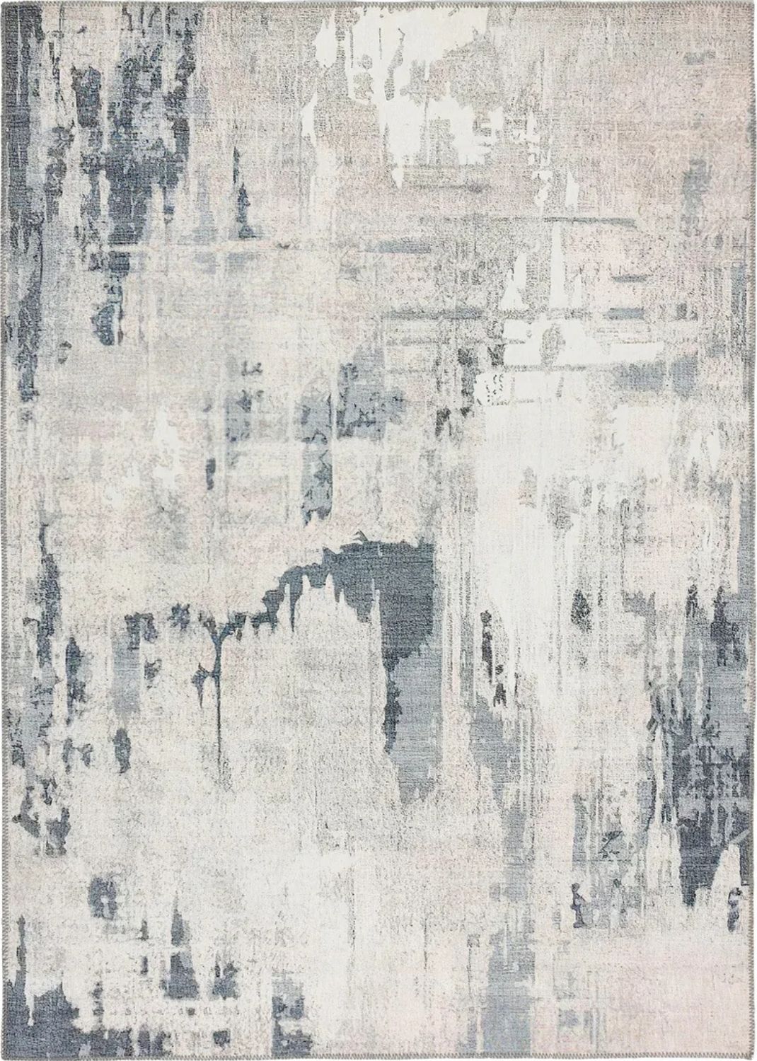 Eco-Washable Grey Rug Abstract Design