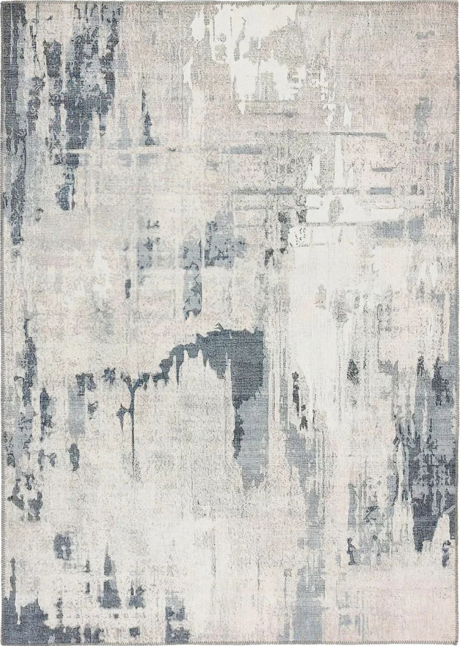 Eco-Washable Grey Rug Abstract Design