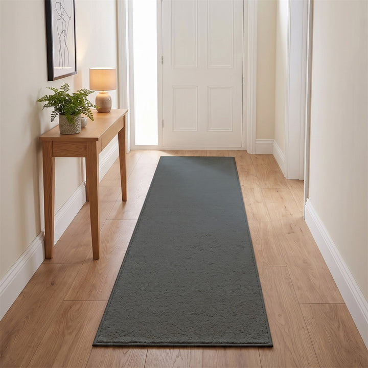 Washmellow grey washable runner in a hallway | The Rugs