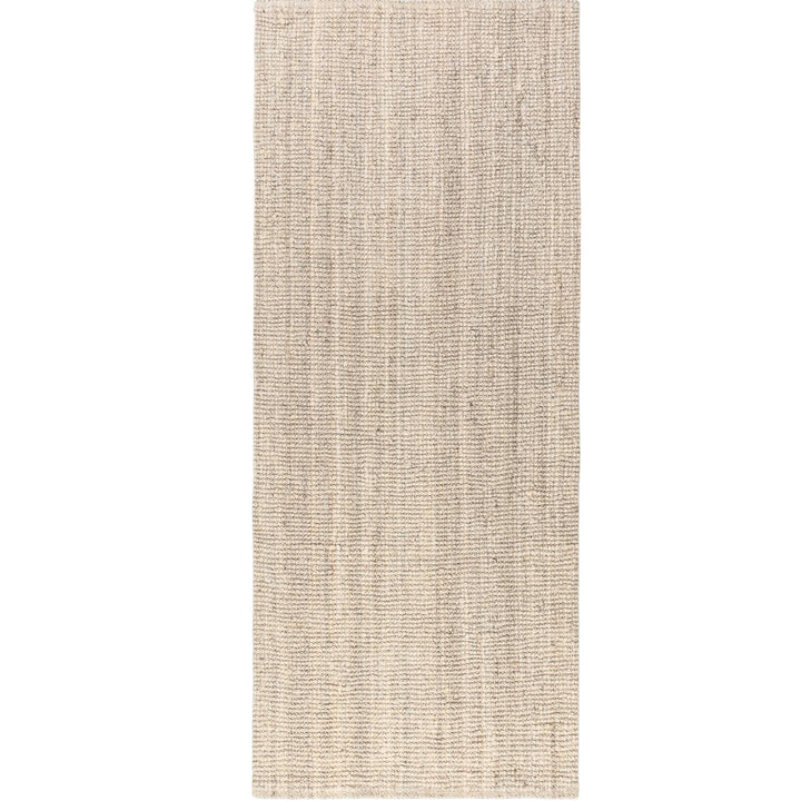 Beige woven rug on a white background