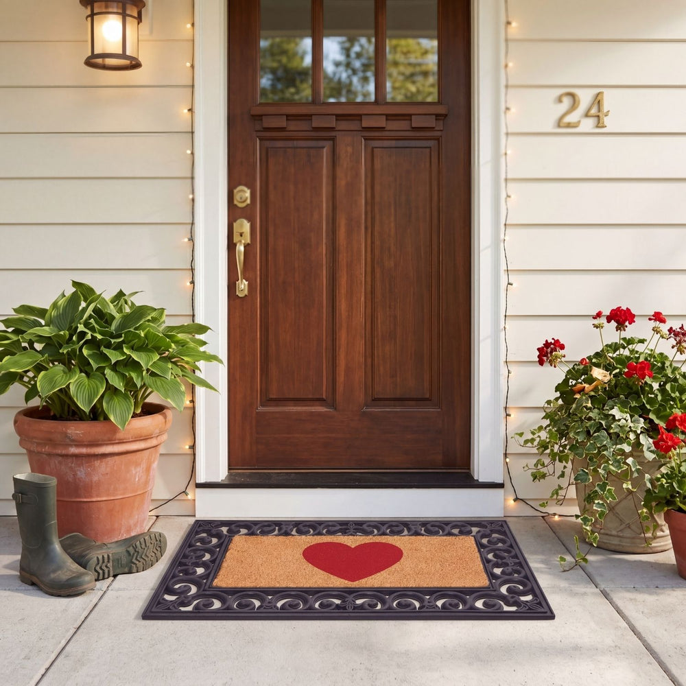 Derby Doormat Heart Surround 45X75cm easy to clean