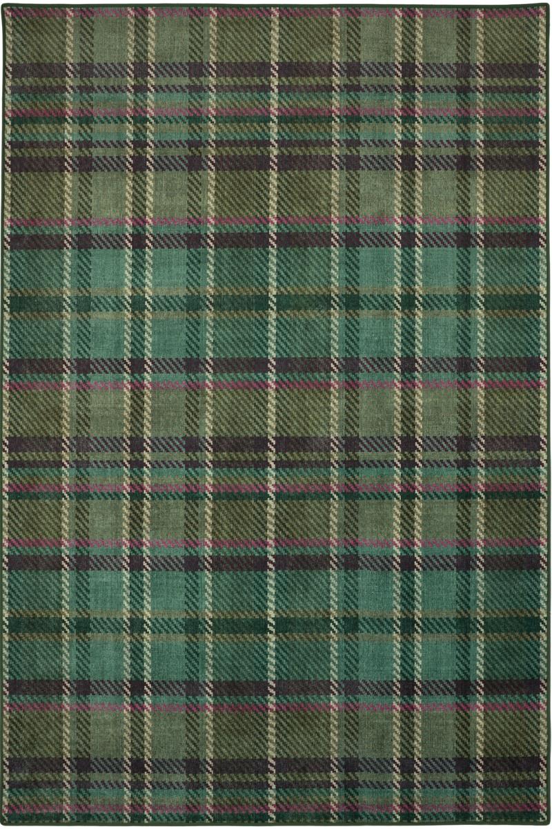Eco-Washable Green Plaid Rug
