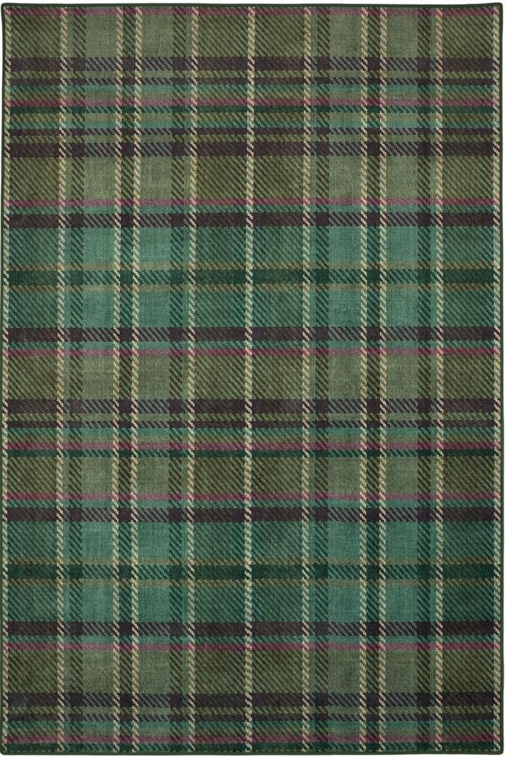 Eco-Washable Green Plaid Rug