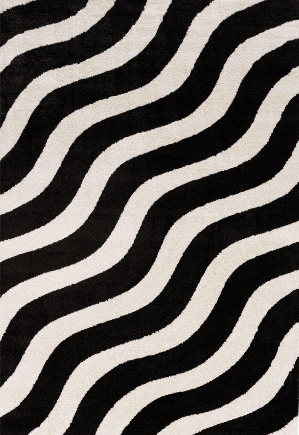 Black and white wavy patterned rug