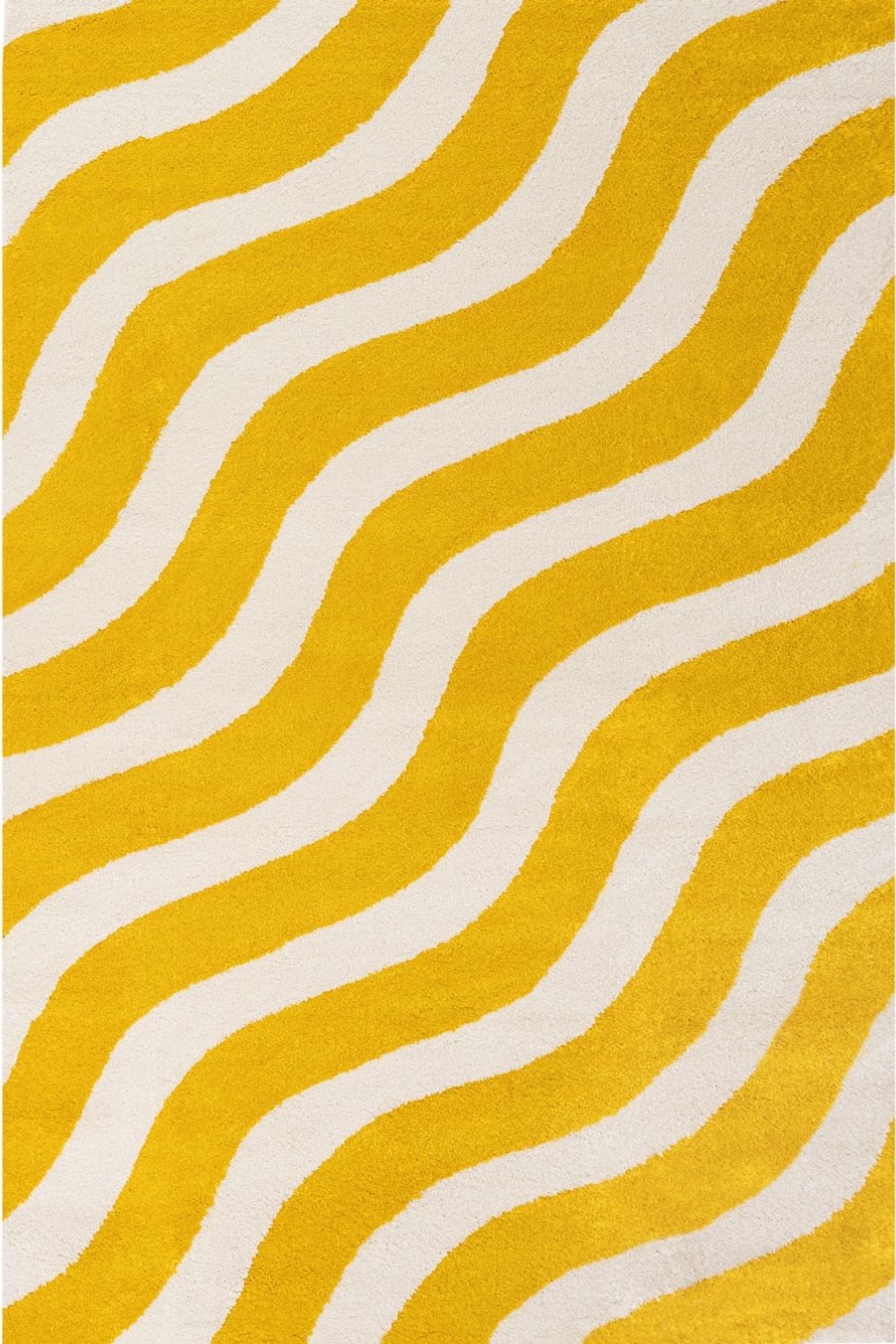 Patterned fabric with wavy yellow and white lines