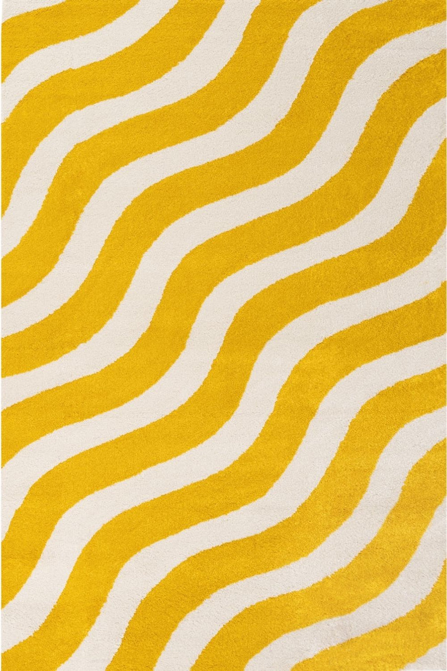 Patterned fabric with wavy yellow and white lines
