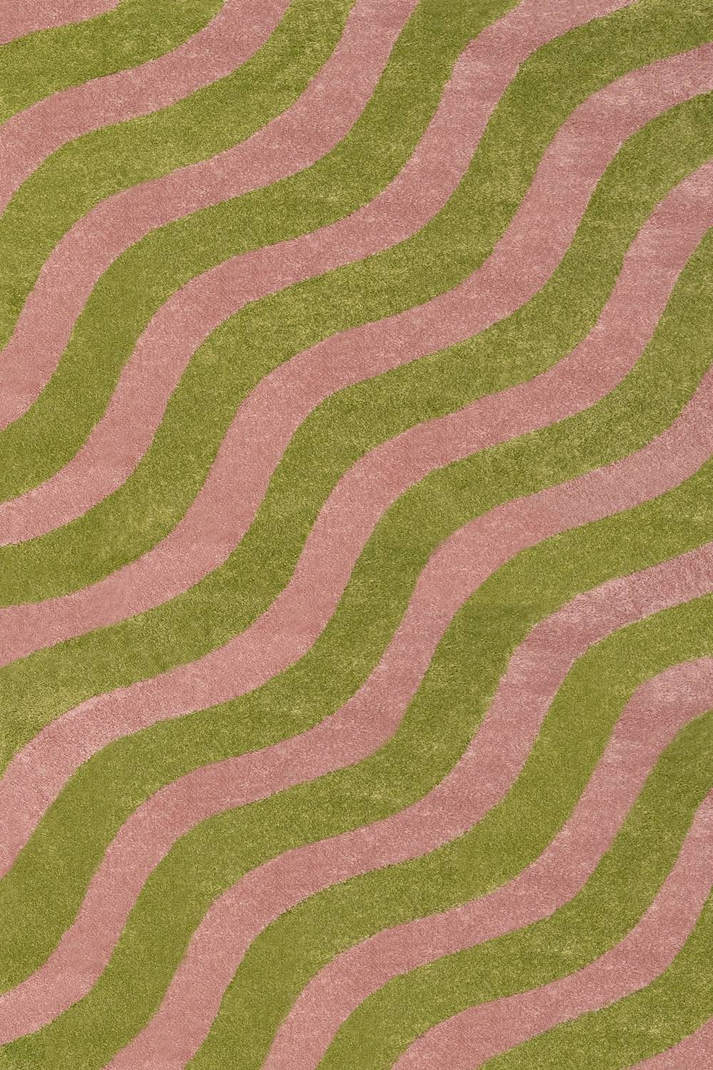 Wavy patterned fabric with green and pink wavy lines