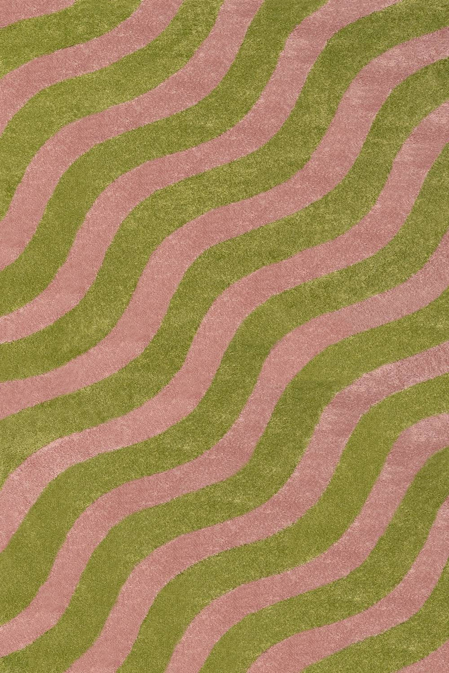 Wavy patterned fabric with green and pink wavy lines
