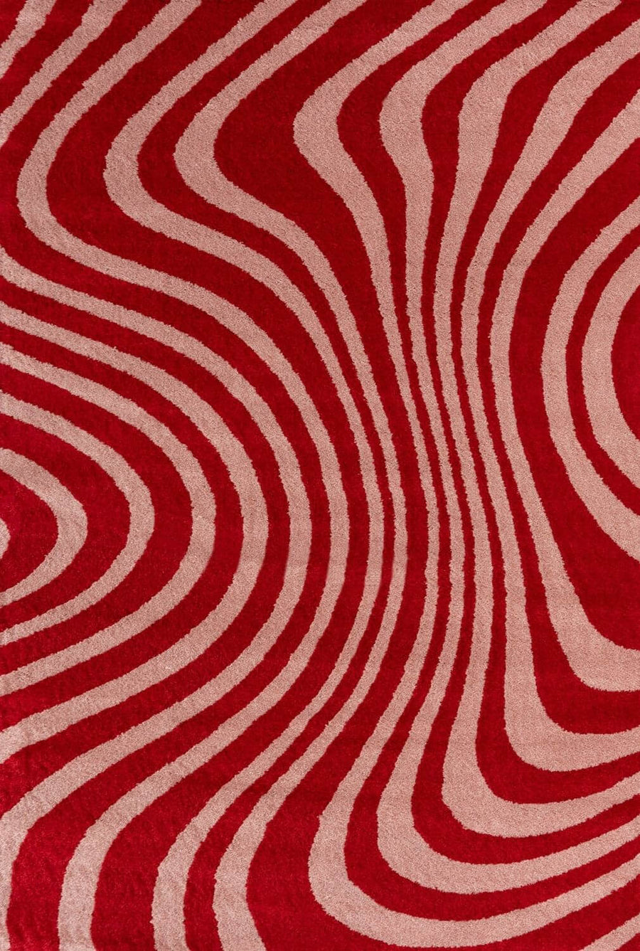 Red and beige wavy patterned rug