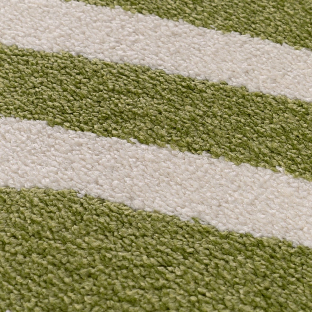 Close-up of green and white striped fabric texture