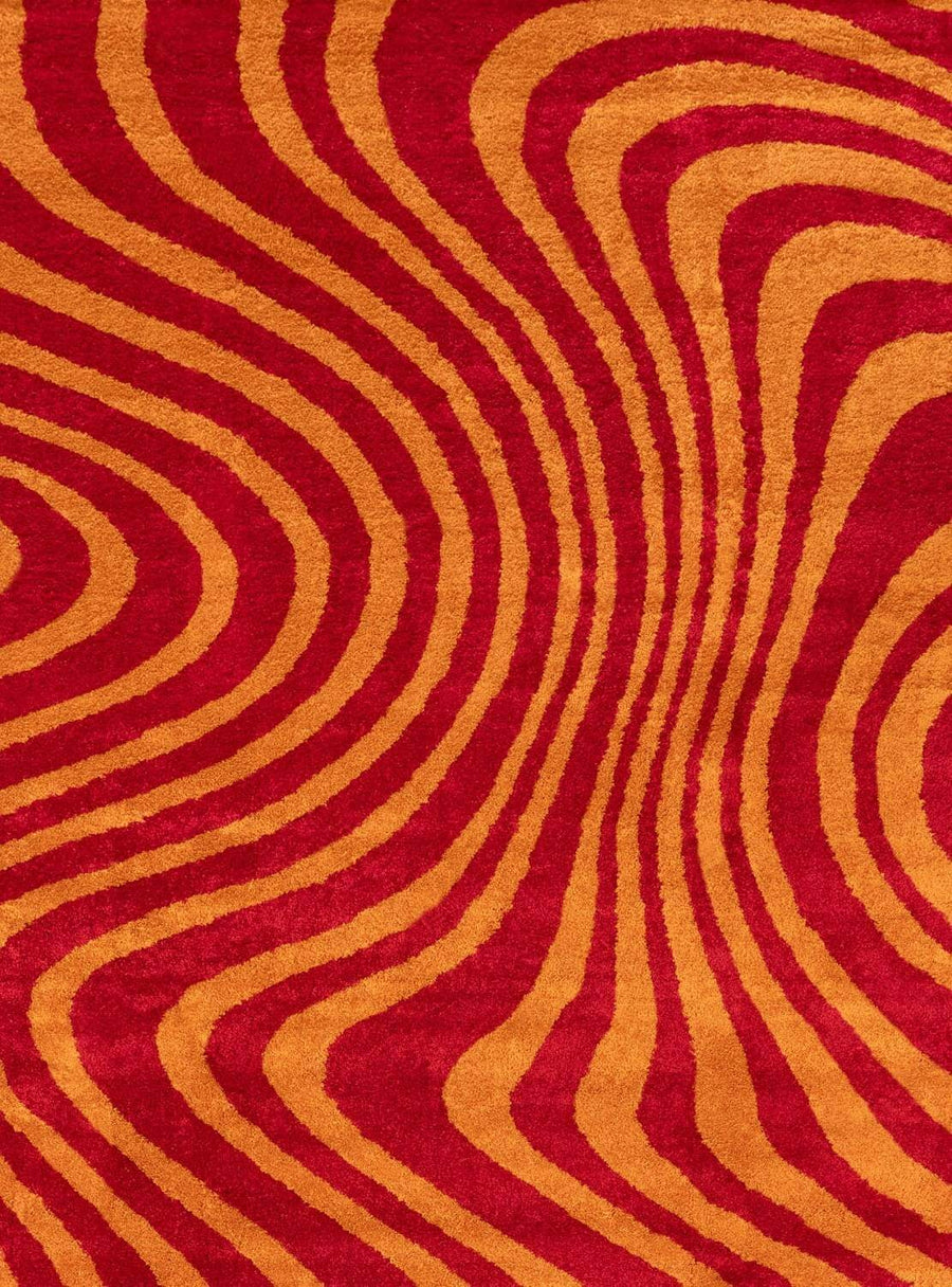 Red and orange wavy patterned fabric