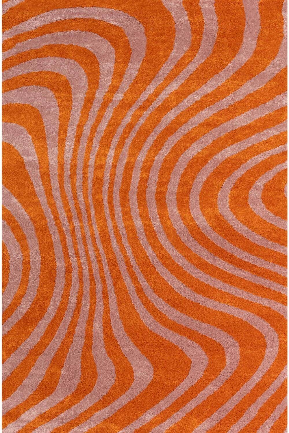 Joli Striped Orange & Pink Fade-resistant Rug