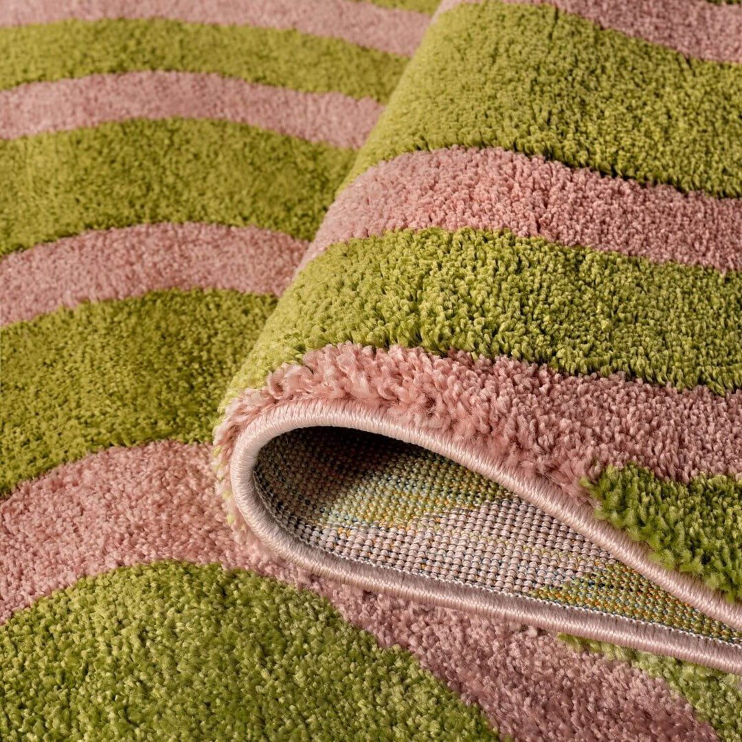 Joli Striped Green & Pink, Pet friendly Rug