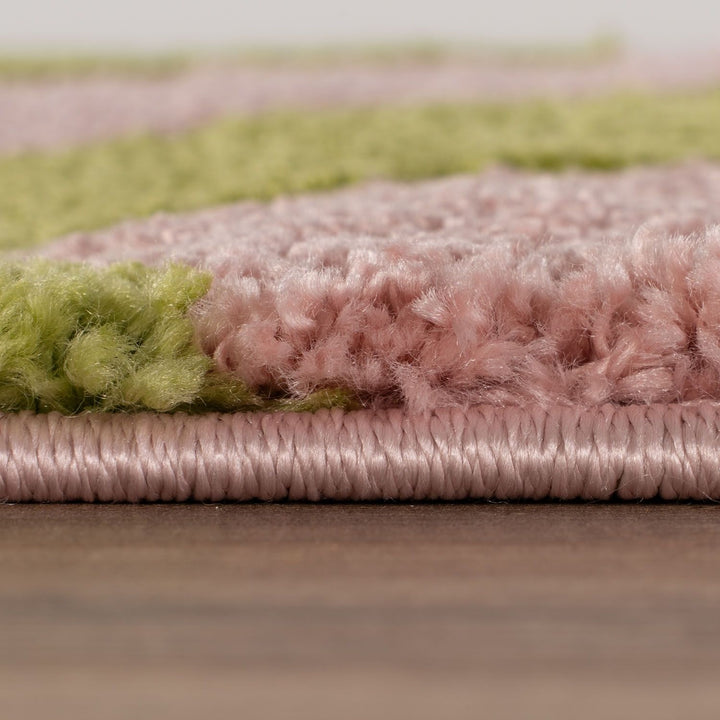 Joli Striped Green & Pink, Pet friendly Rug