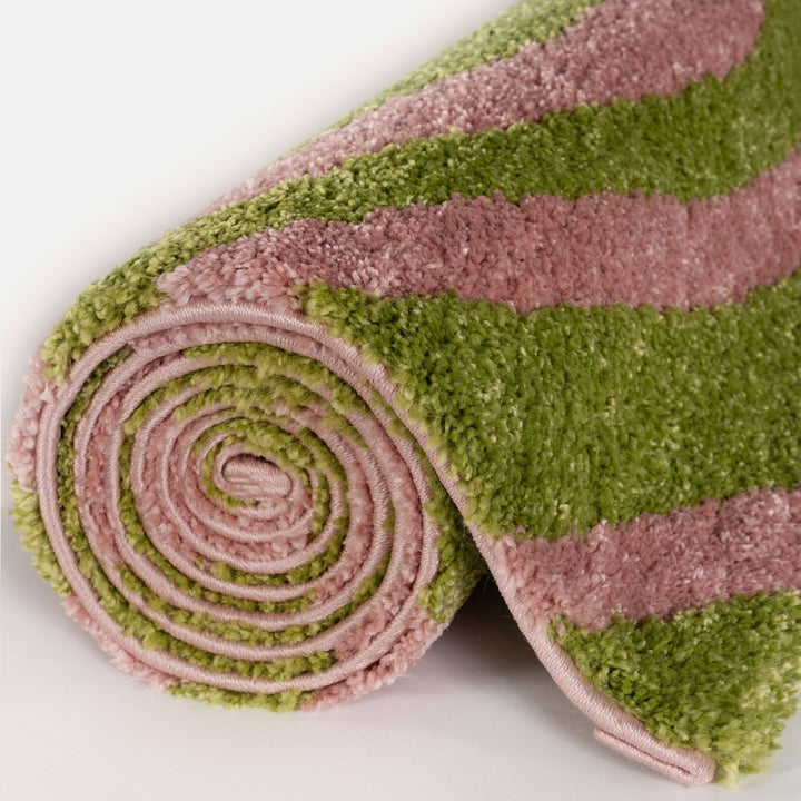 Joli Striped Green & Pink, Pet friendly Rug