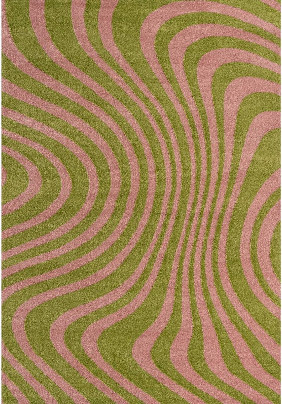 Joli Striped Green & Pink, Pet friendly Rug