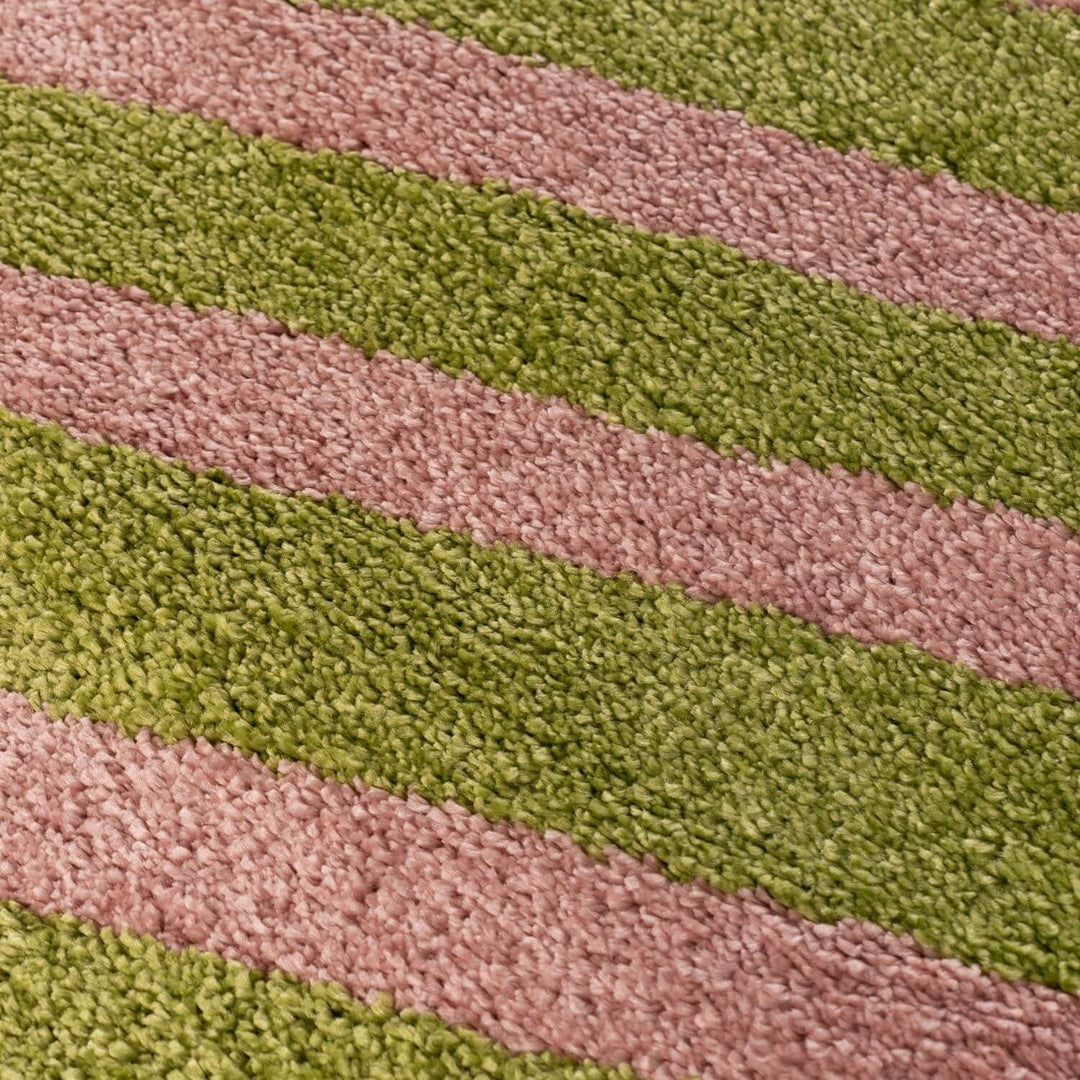 Joli Striped Green & Pink, Pet friendly Rug