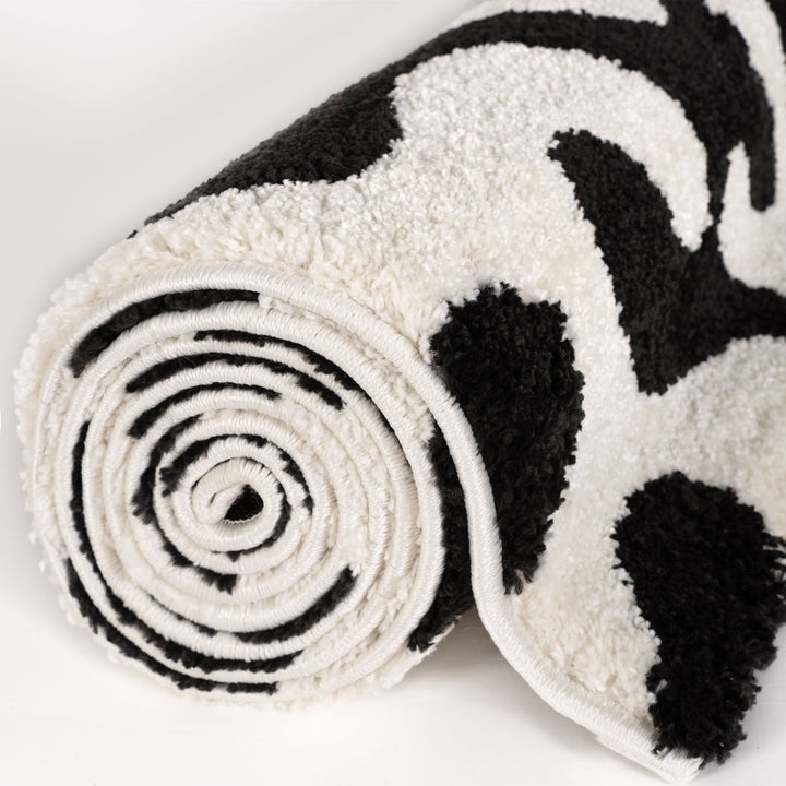 Joli Abstract Black & White Non-Shedding Rug