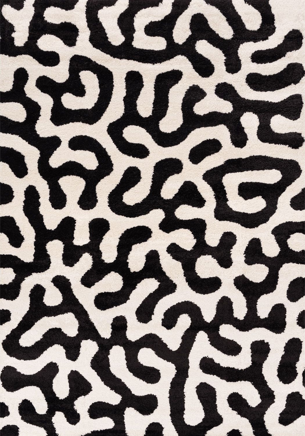 Joli Abstract Black & White Non-Shedding Rug