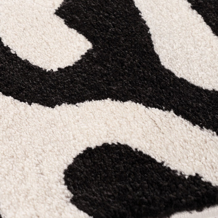 Joli Abstract Black & White Non-Shedding Rug