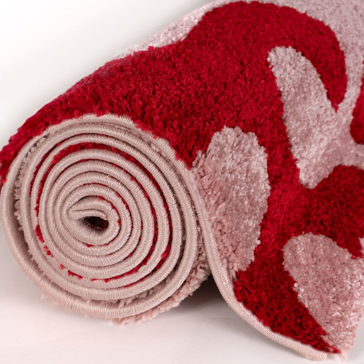 Joli Abstract Red & Pink Plush Pile Rug