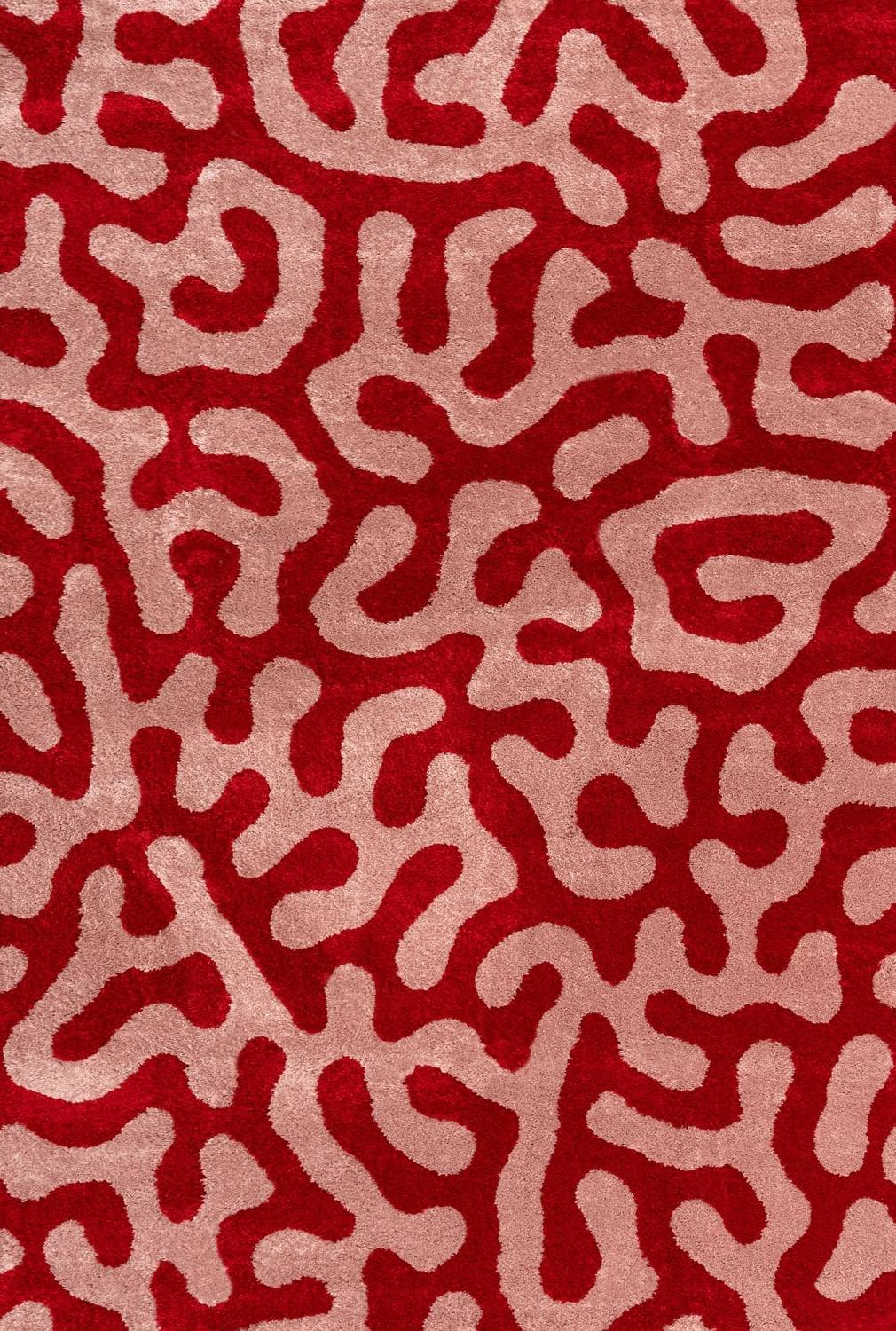 Joli Abstract Red & Pink Plush Pile Rug