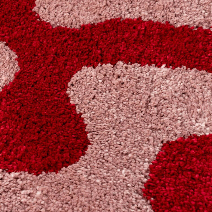 Joli Abstract Red & Pink Plush Pile Rug