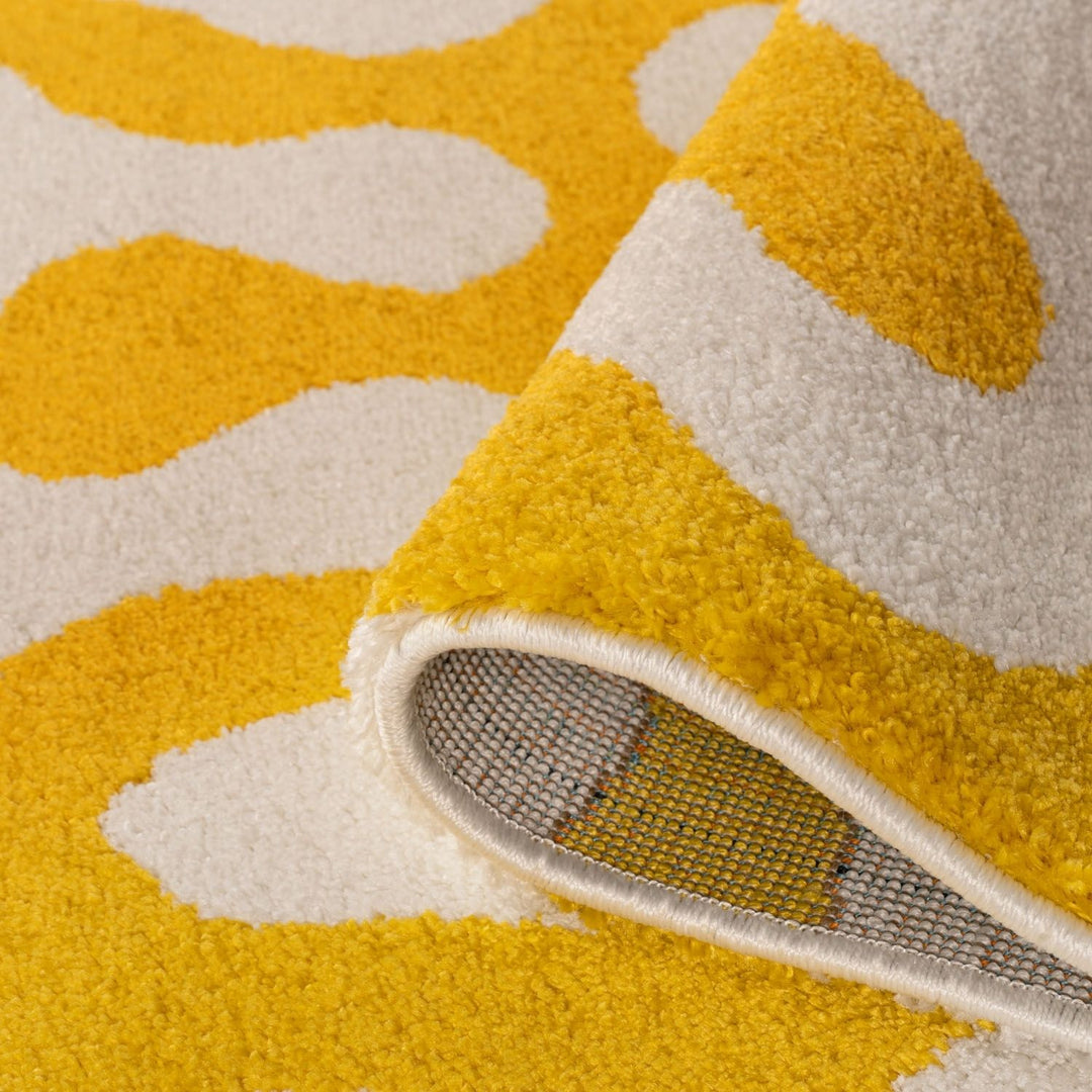 Joli Abstract Yellow & White Easy Care Rug