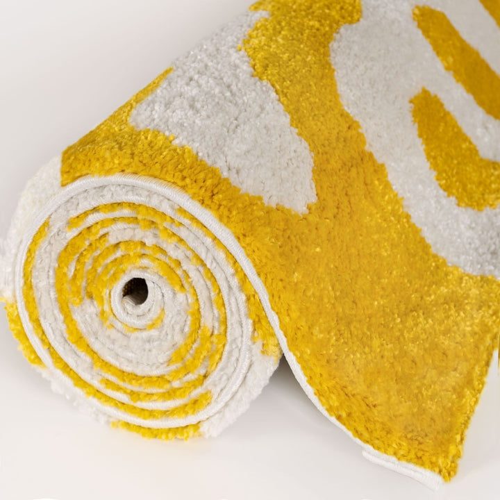 Joli Abstract Yellow & White Easy Care Rug